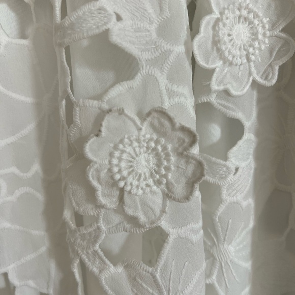 Flourishing Blossoms White 3D Floral Backless Midi Dress - Picture 5 of 11